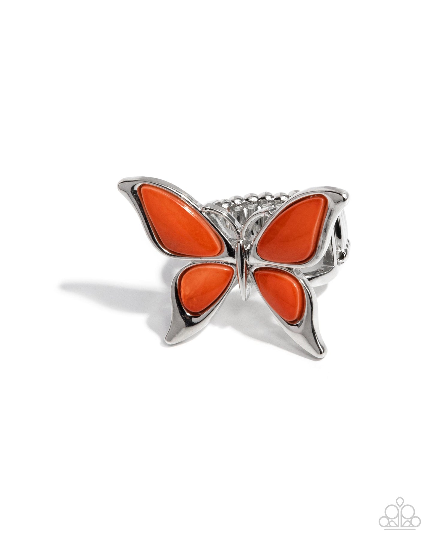 Paparazzi Accessories-Suspended Story Orange Shell Butterfly Ring