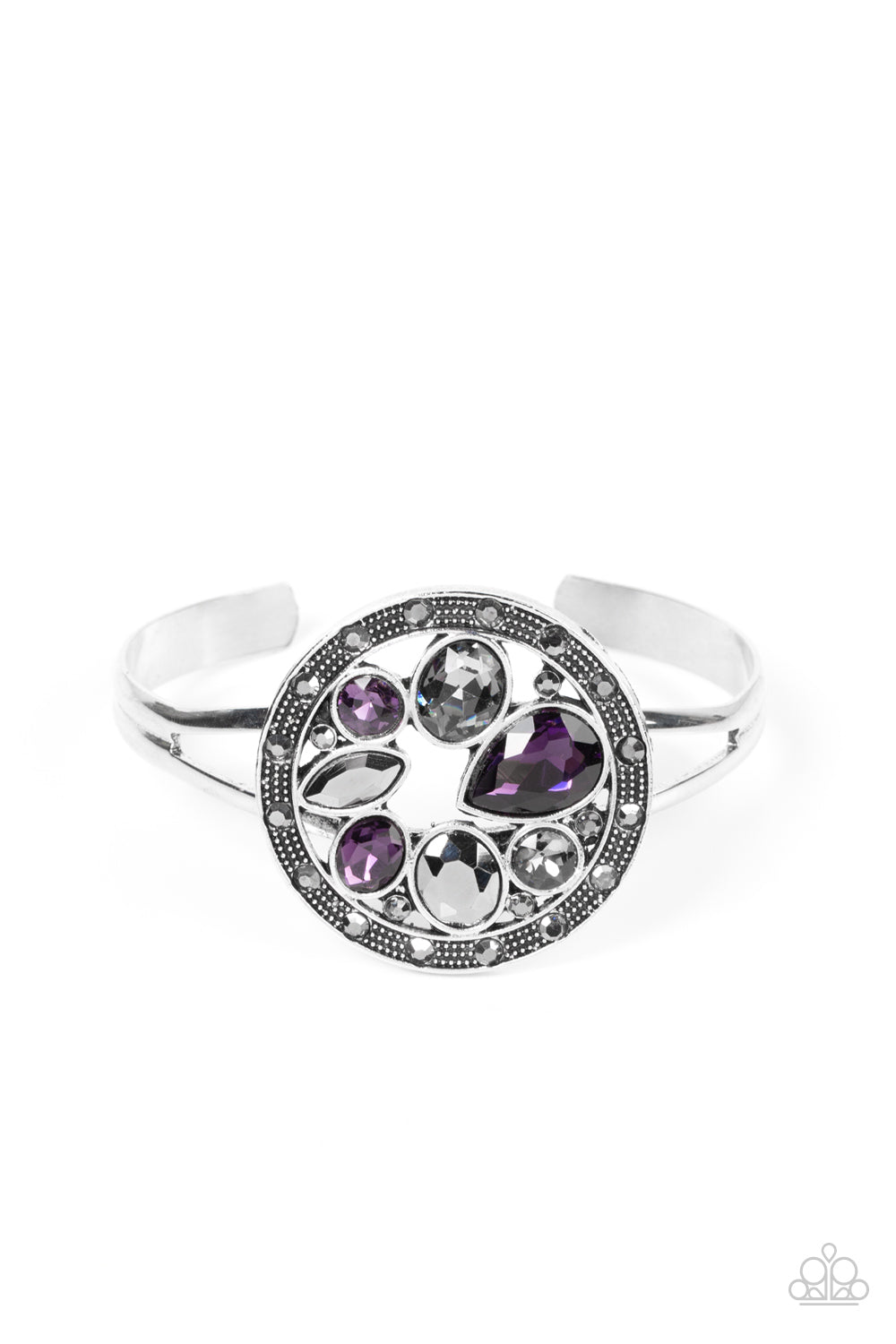 Paparazzi Accessories-Time To Twinkle Purple Encircled Cuff Bracelet