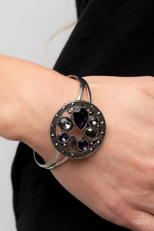 Paparazzi Accessories-Time To Twinkle Purple Encircled Cuff Bracelet