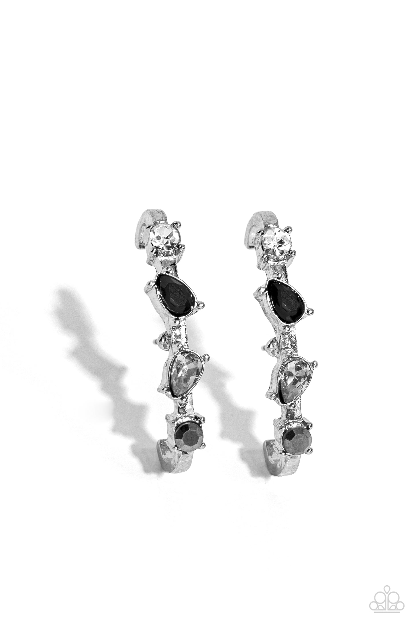 Paparazzi Accessories-Trendy Twist Black Hematite Teardrop Earrings