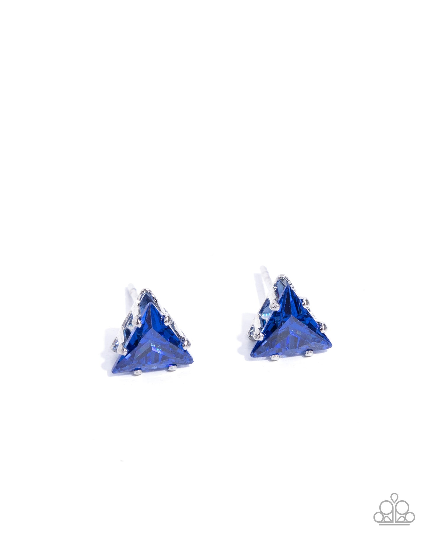 Paparazzi Accessories-Triangular Twinkle Blue Cubic Zirconia Earrings