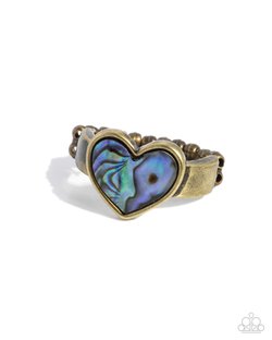 Paparazzi Accessories-Uncontrollably Fond Brass Iridescent Heart Ring
