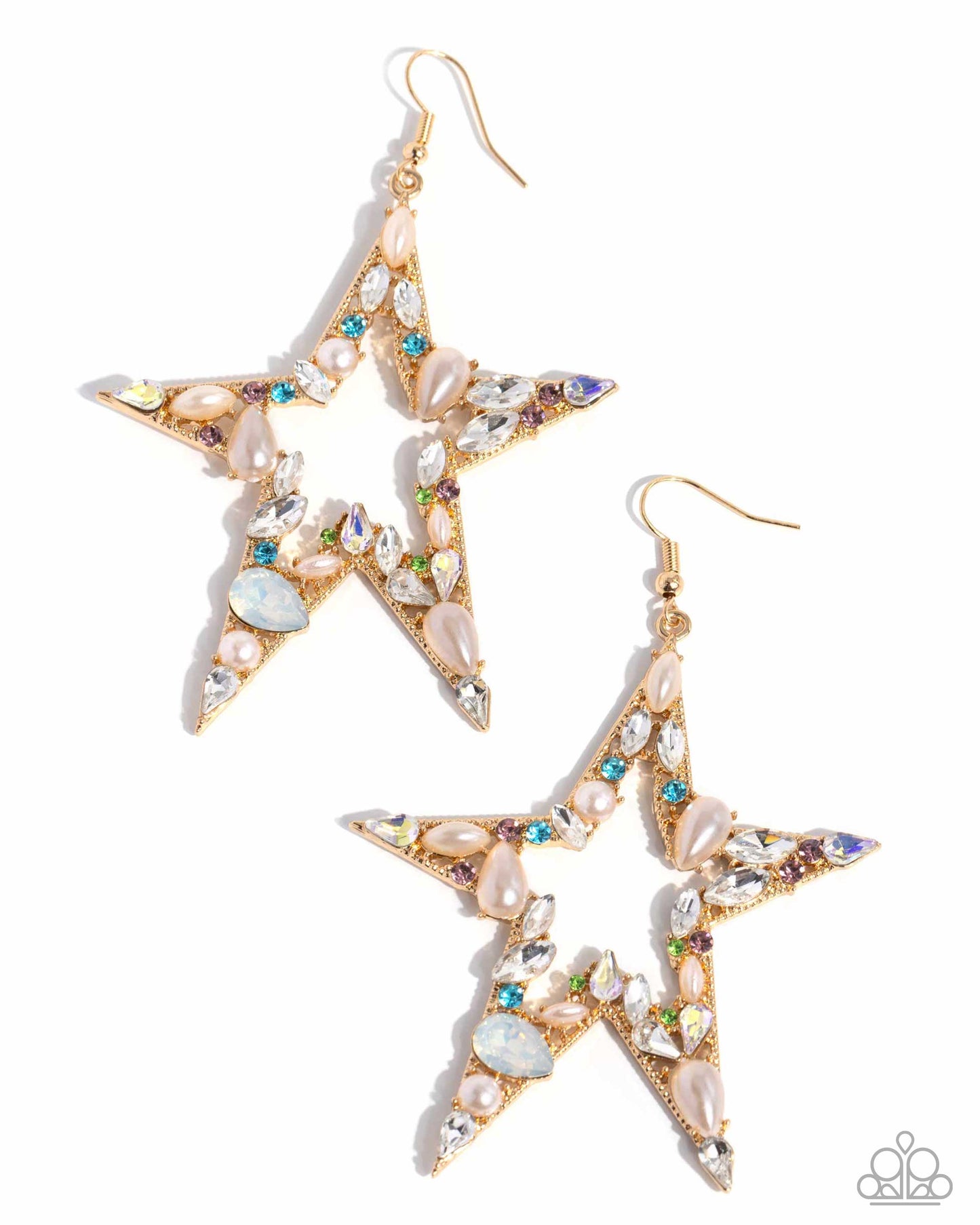 Paparazzi Accessories-Variegated Value Multi Rhinestone Star Earrings
