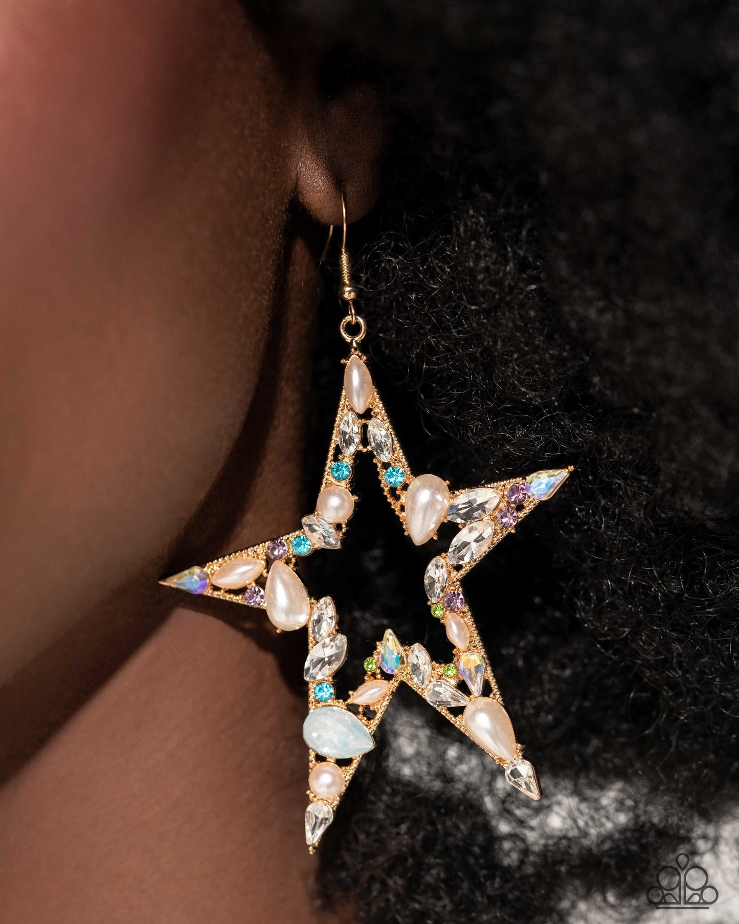 Paparazzi Accessories-Variegated Value Multi Rhinestone Star Earrings