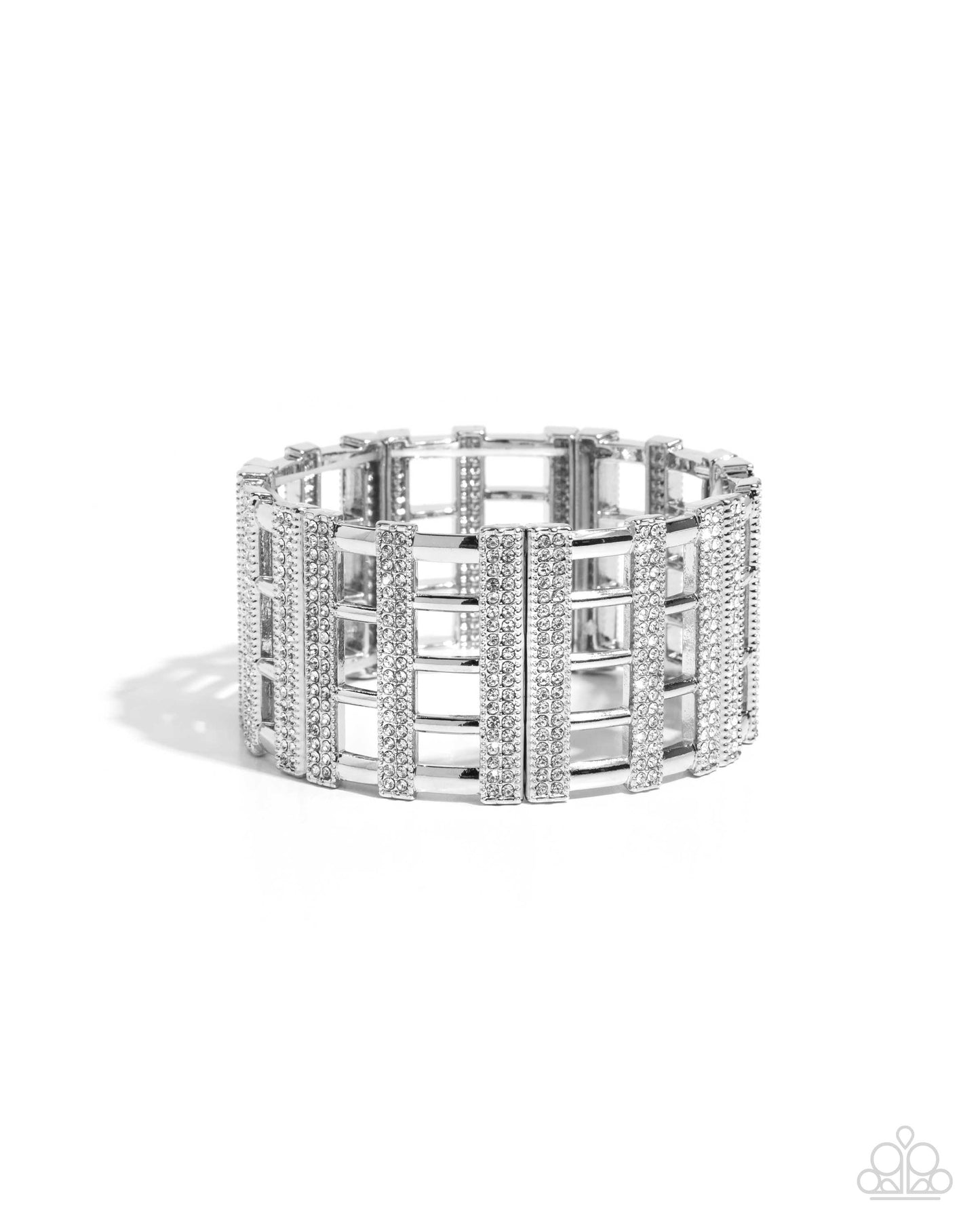 Paparazzi Accessories-Vertical Vanity White Rectangular Wrap Bracelet