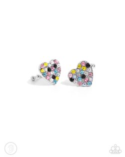 Paparazzi Accessories-As Far As It GLOWS Multi Rhinestone Heart Ear Cuffs