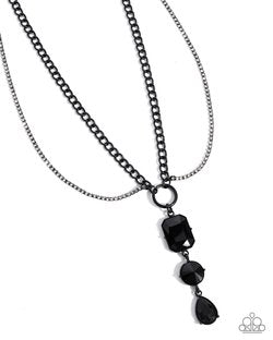 Paparazzi Accessories-I Like Me Better Black Emerald Cut Necklace Set