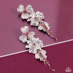 Paparazzi Accessories-Classical Cadena Rose Rhinestone Floral Earrings