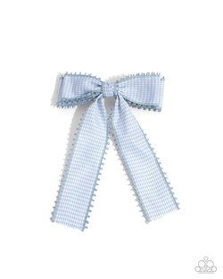 Paparazzi Accessories-Checkered Chic Blue Gingham  Pattern Hair Bow