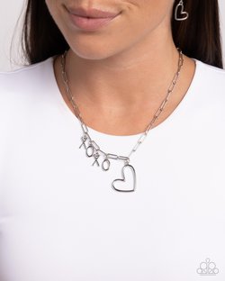 Paparazzi Accessories-Courting Chains Silver XOXO Heart Necklace Set