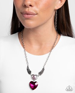 Paparazzi Accessories-Customer Satisfaction Magenta Heart Necklace Set