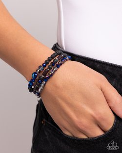 Paparazzi Accessories-Dreamy Dance Black Iridescent Beads Bracelet
