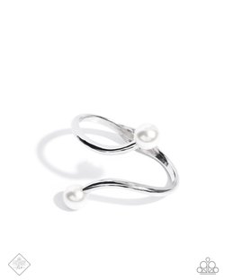 Paparazzi Accessories-Effulgent Exemplar Silver Curve Bar Pearl Bracelet