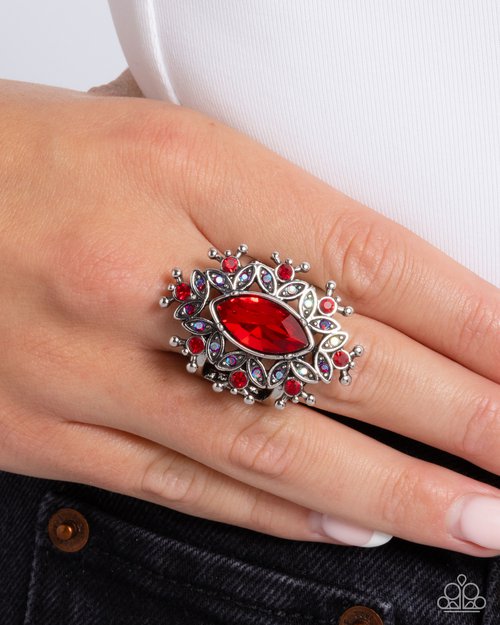 Paparazzi Accessories-Elaborate Effect Red Fairy-Tale Marquise Ring