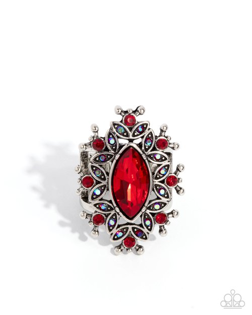 Paparazzi Accessories-Elaborate Effect Red Fairy-Tale Marquise Ring