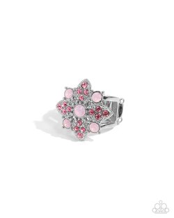 Paparazzi Accessories-Floral Forte Pink Opalescent Rhinestone Ring