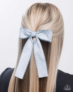 Paparazzi Accessories-Checkered Chic Blue Gingham  Pattern Hair Bow