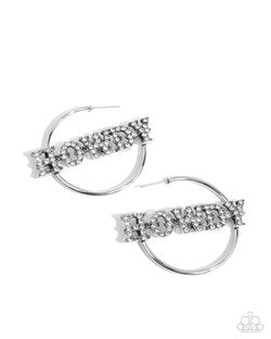 Paparazzi Accessories-Howdy Hoedown White Rhinestone Western Earrings