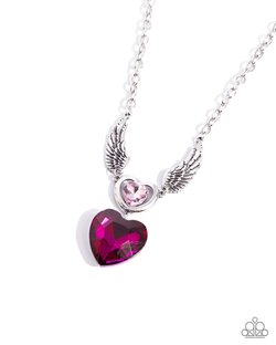 Paparazzi Accessories-Customer Satisfaction Magenta Heart Necklace Set