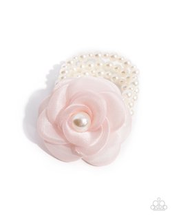 Paparazzi Accessories-Feminine Mystique Pink Tulle White Pearl Bracelet