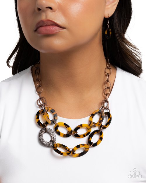 Paparazzi Accessories-Patterned Presto Tortoise Acrylic Necklace Set