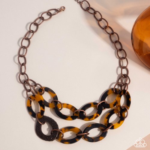 Paparazzi Accessories-Patterned Presto Tortoise Acrylic Necklace Set