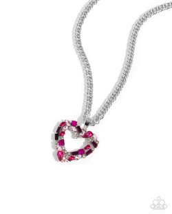 Paparazzi Accessories-Romance Is A Bonus Multi Pink Heart Pendant Set