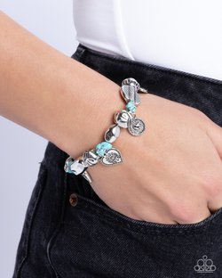 Paparazzi Accessories-Rustic Rampage Turquoise Stone Heart Charm Bracelet
