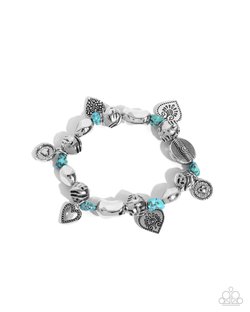 Paparazzi Accessories-Rustic Rampage Turquoise Stone Heart Charm Bracelet