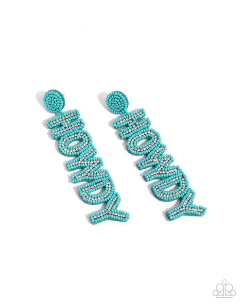 Paparazzi Accessories-Howdy Headline Tiffany Blue Seed Bead Earrings