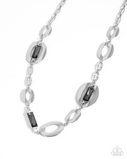 Paparazzi Accessories-Big Fan Of Yours Silver Oval Smoky Necklace Set