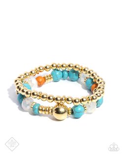 Paparazzi Accessories-Texan Texture Gold Glistening Bead Bracelet