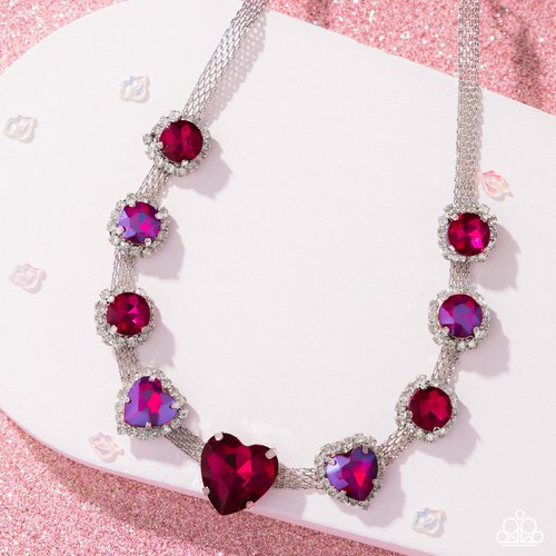 Paparazzi Accessories-Valentines Vibe Fuchsia Pink Heart Choker Set