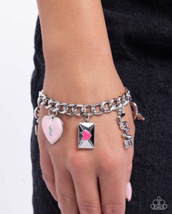 Paparazzi Accessories-Valentines Variety Pink Love Heart Charm Bracelet