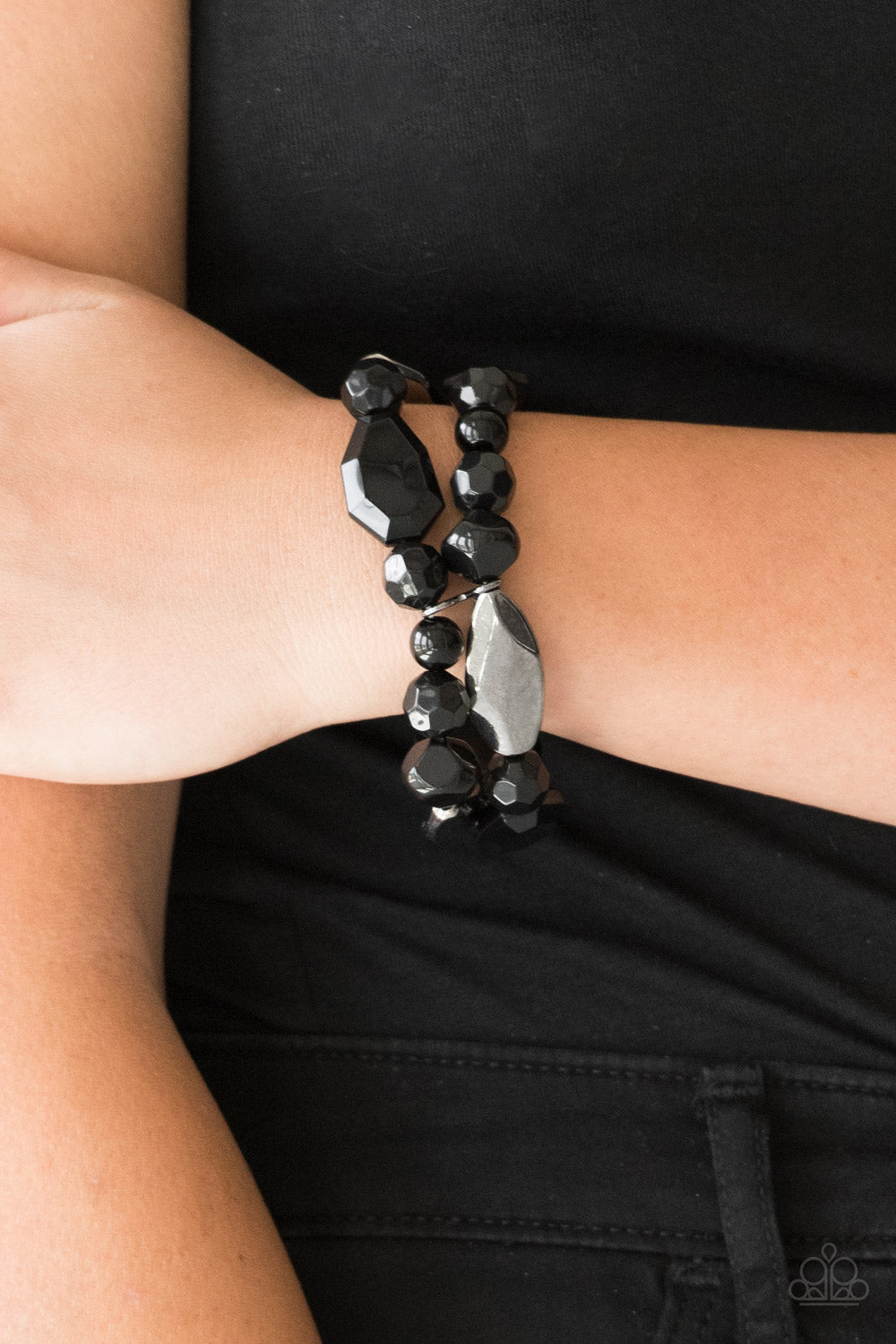 Paparazzi Accessories-Rockin Rock Candy Black Bracelet