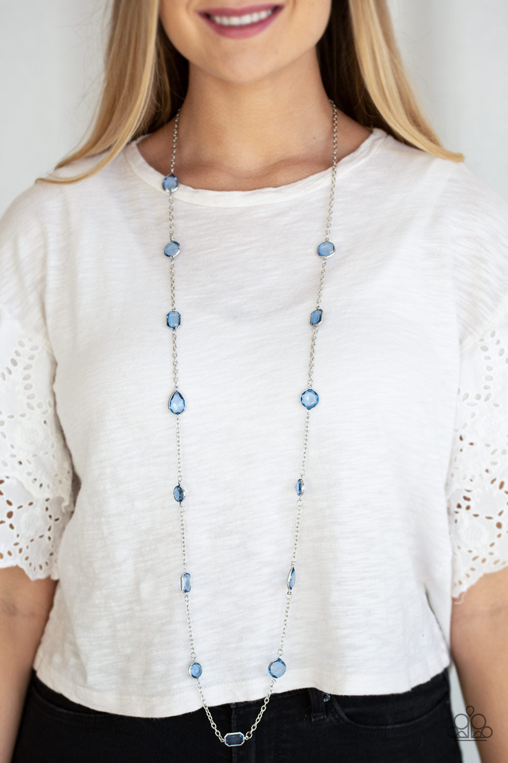 Paparazzi Accessories-Glassy Glamorous Blue Necklace Set