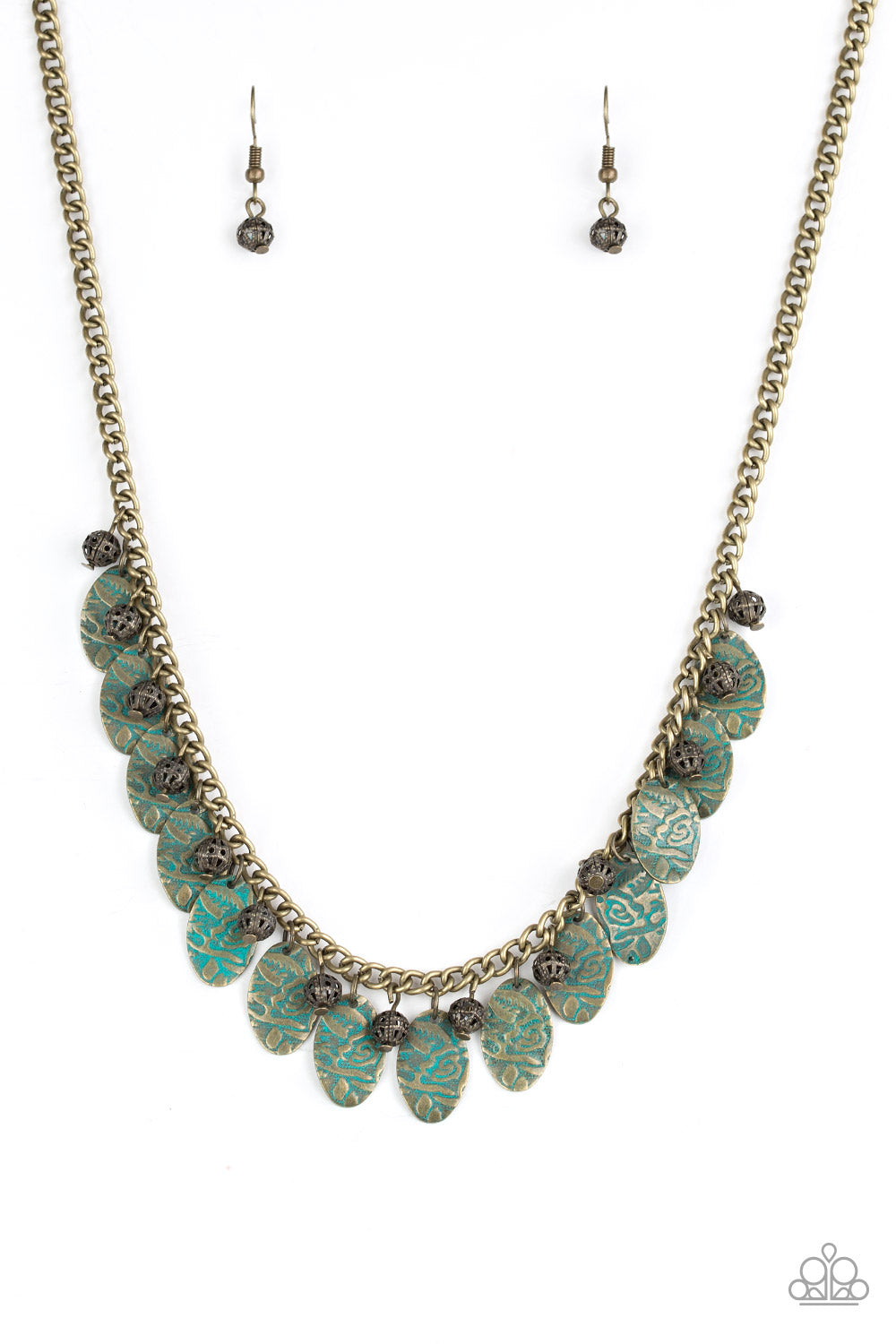 Paparazzi Accessories-Vintage Gardens Brass Necklace Set