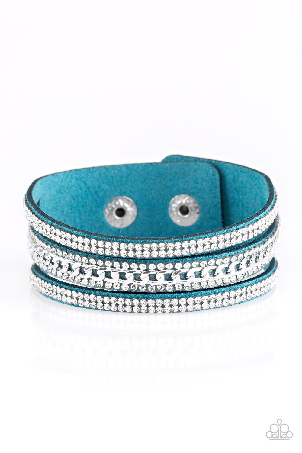 Paparazzi Accessories-Rollin in Rhinestone Blue Bracelet