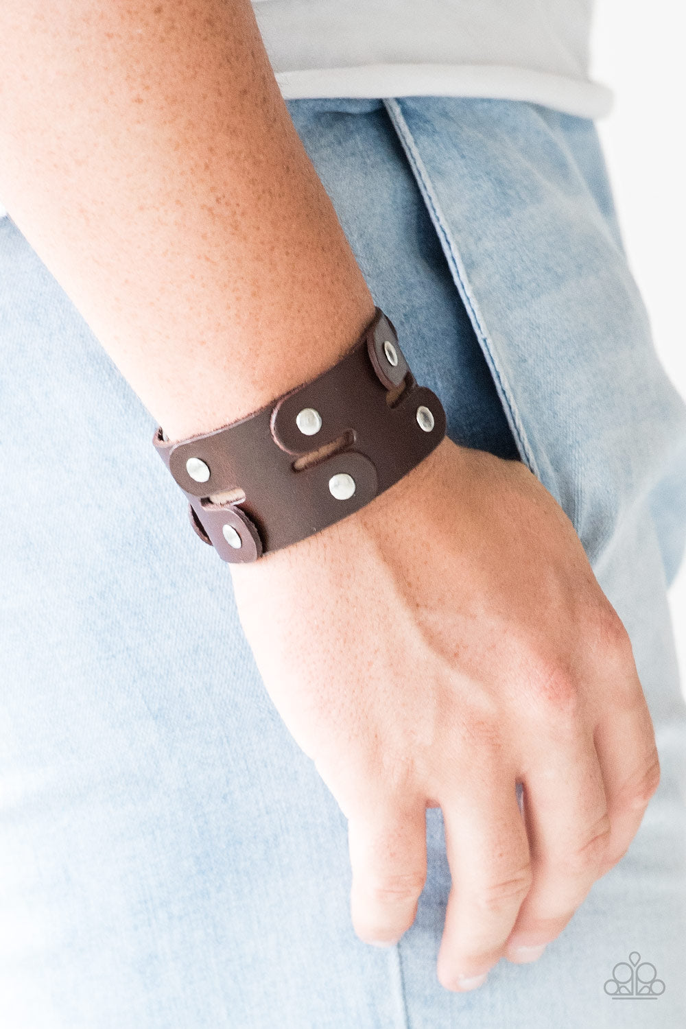 Paparazzi Accessories-Down Right Desperado Brown Snap Bracelet