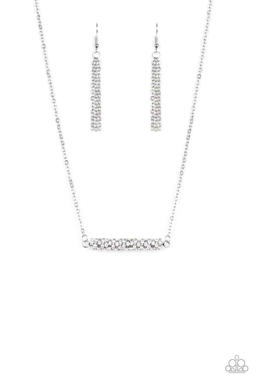 Paparazzi Accessories-Timelessly Twinkling White Necklace Set