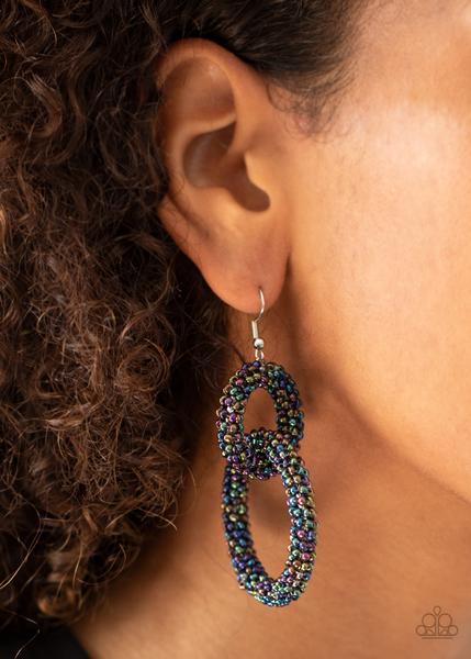 Paparazzi Accessories-Luck BEAD a Lady Multi Oil Spill Earrings