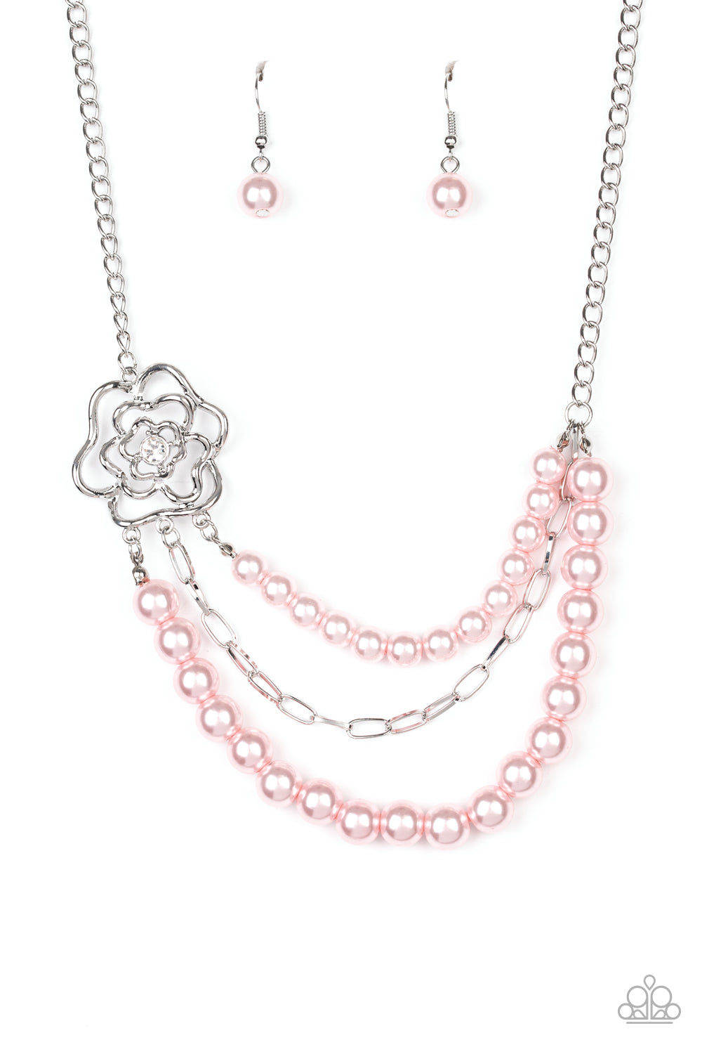 Paparazzi Accessories-Fabulously Floral Pink Necklace Set