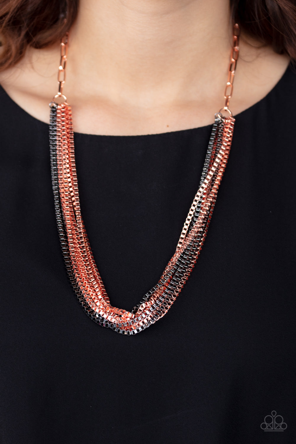Paparazzi accessories-Beat Box Queen Copper Necklace Set