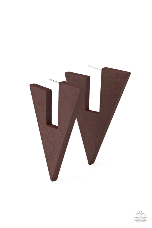 Paparazzi Accessories-Boardroom Bravado Broom Wood Earrings