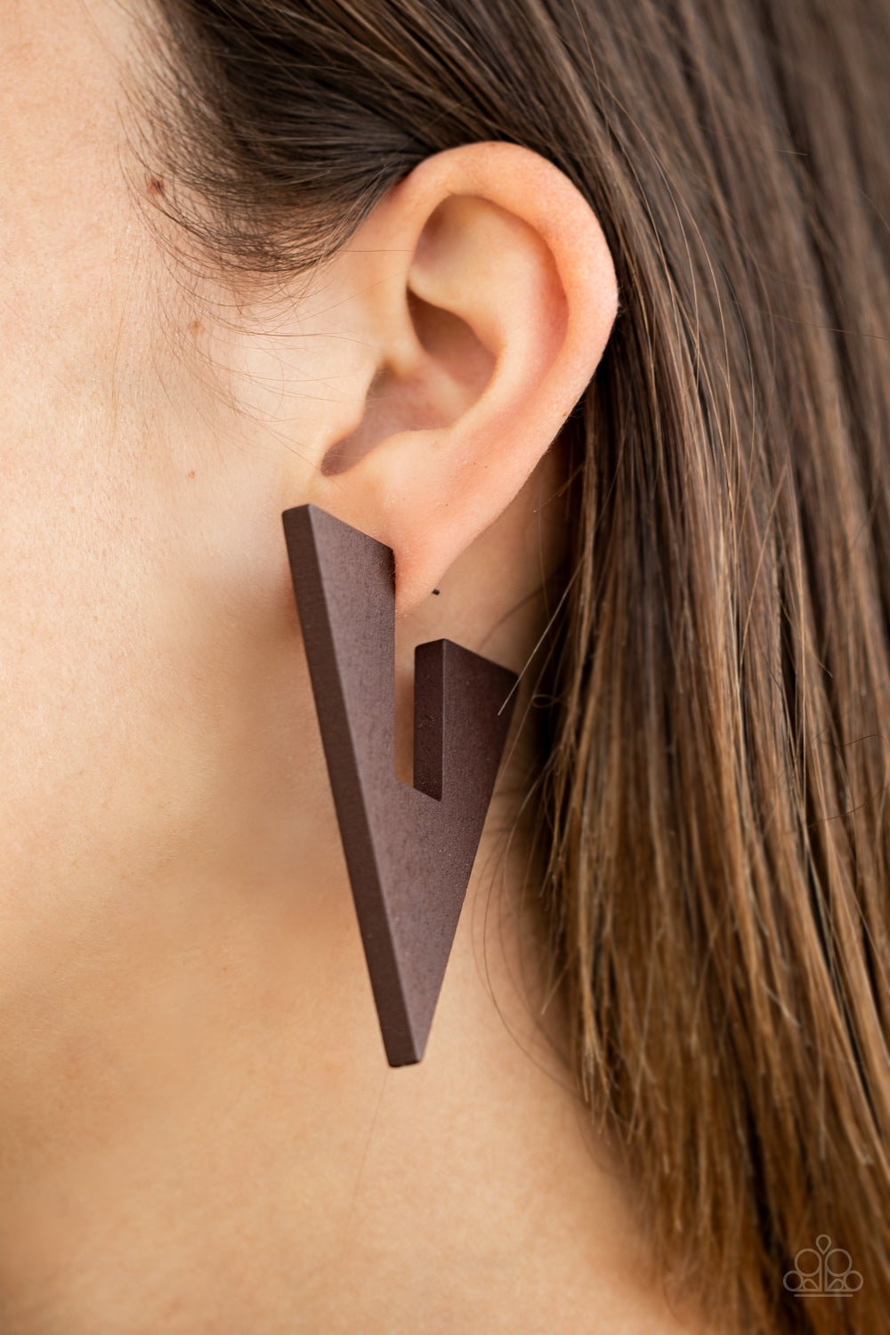 Paparazzi Accessories-Boardroom Bravado Broom Wood Earrings