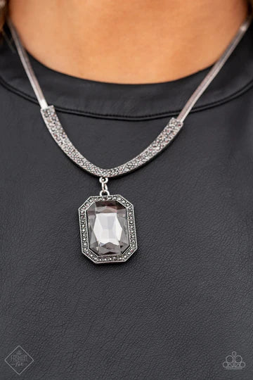 Paparazzi Accessories-Fit For A Drama Queen Hematite Fashion Fix Necklace Set