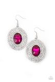 Paparazzi Accessories-FIERCE Field Pink Oval Earrings