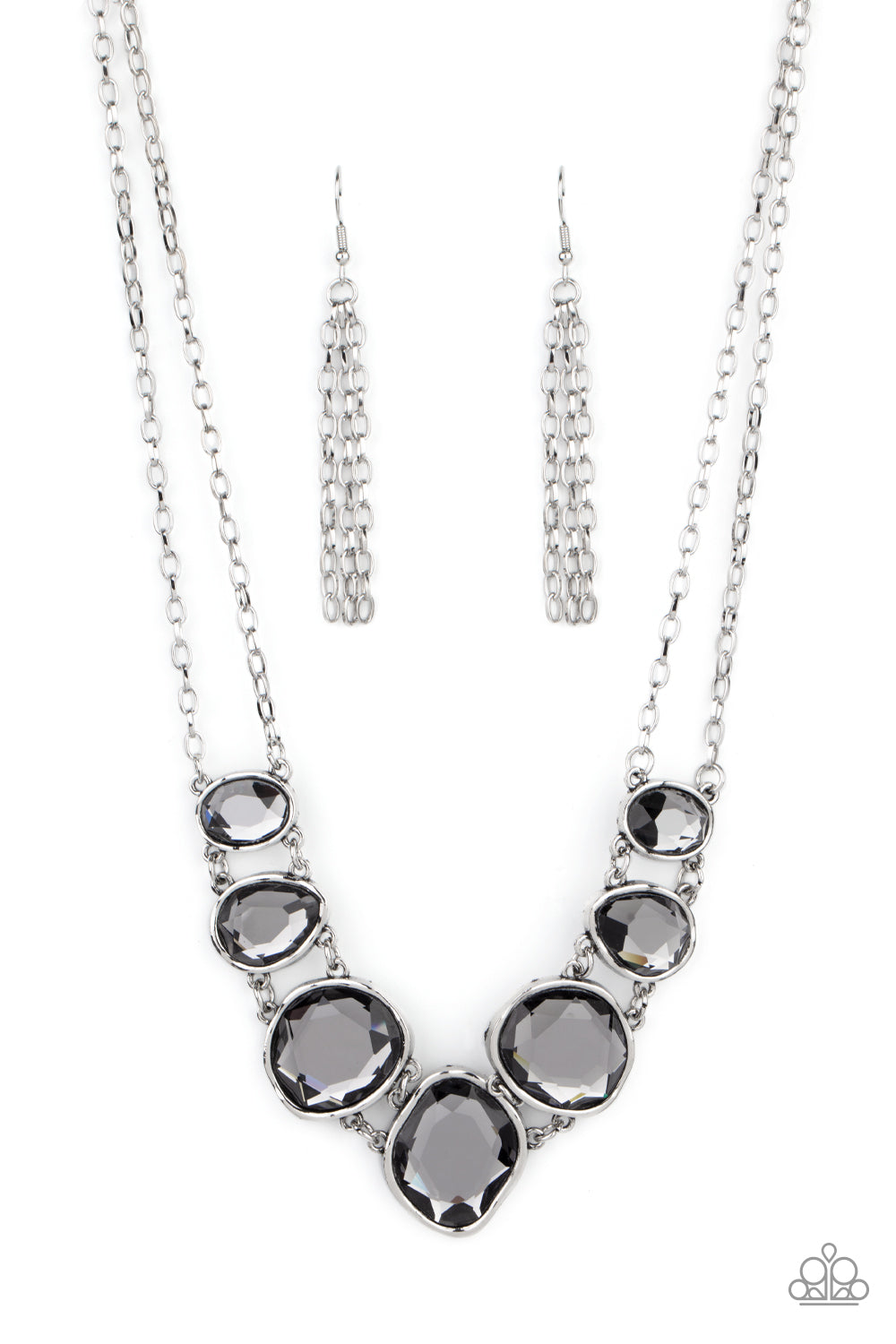 Paparazzi Accessories-Absolute Admiration Asymmetrical Smoky Gem Necklace Set