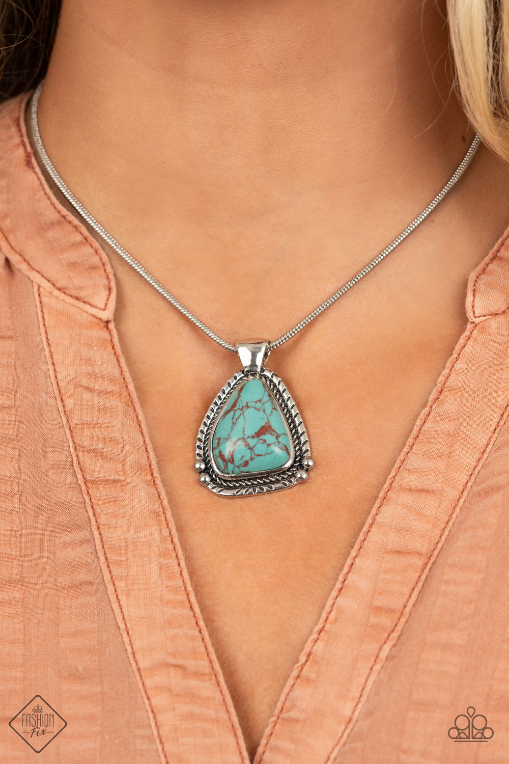 Paparazzi Accessories-Artisan Adventure Blue Turquoise Stone Fashion Fix Necklace Set