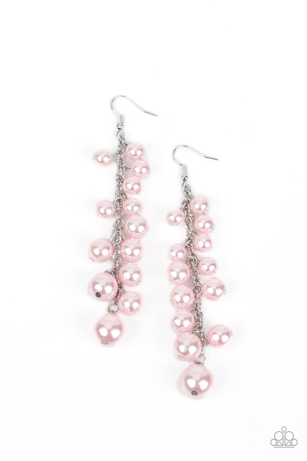 Paparazzi Accessories-Atlantic Affair Tumbling Pink Pearls Earrings